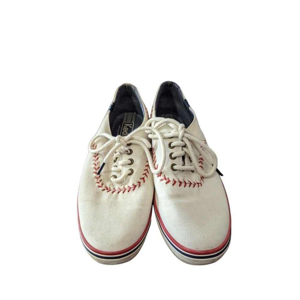 Keds Womens White WF-52476M Round Toe Lace Up Low Top Baseball Shoes Size 5.5